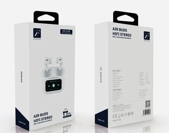 ANC Wireless Earbuds with Smart Screen Case — packaging