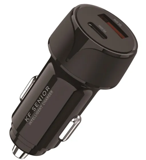 52.5W Fast Car Charger · USB-C + USB-A — CH-155
