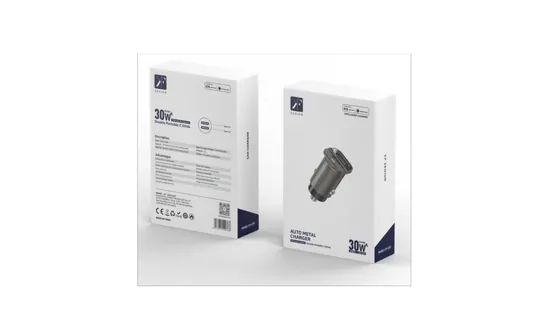 30W Fast Car Charger · 2× USB-C — packaging