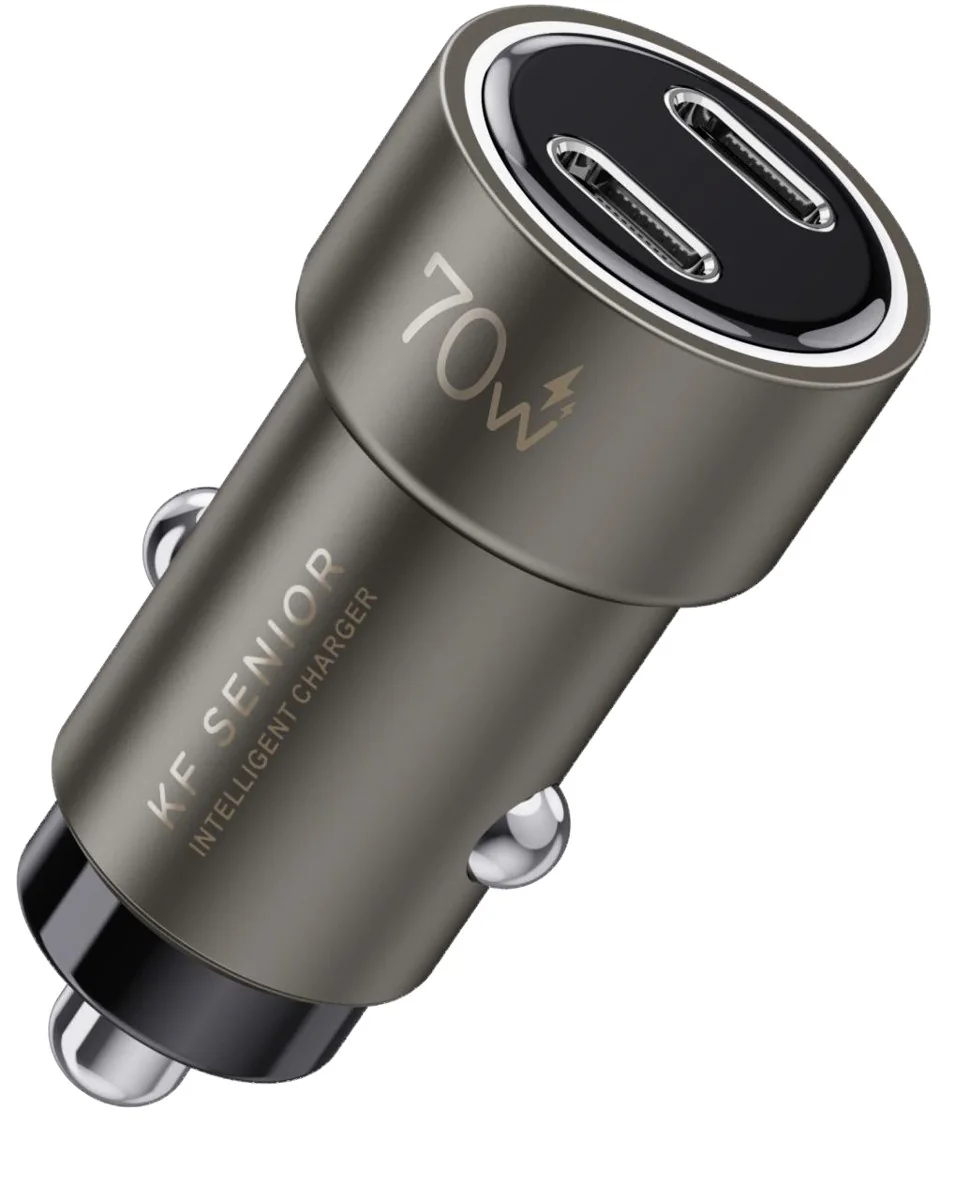 70W Fast Car Charger · 2× USB-C — KF Senior CH-160