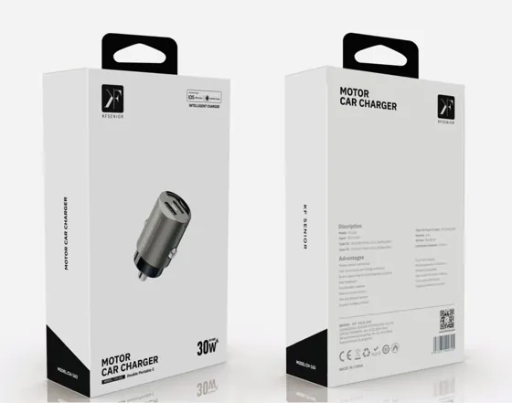 30W Fast Car Charger · 2× USB-C — packaging