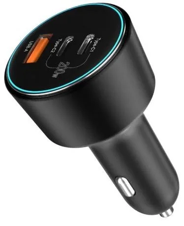 200W Fast Car Charger · 2× USB-C + USB-A — KF Senior CH-200