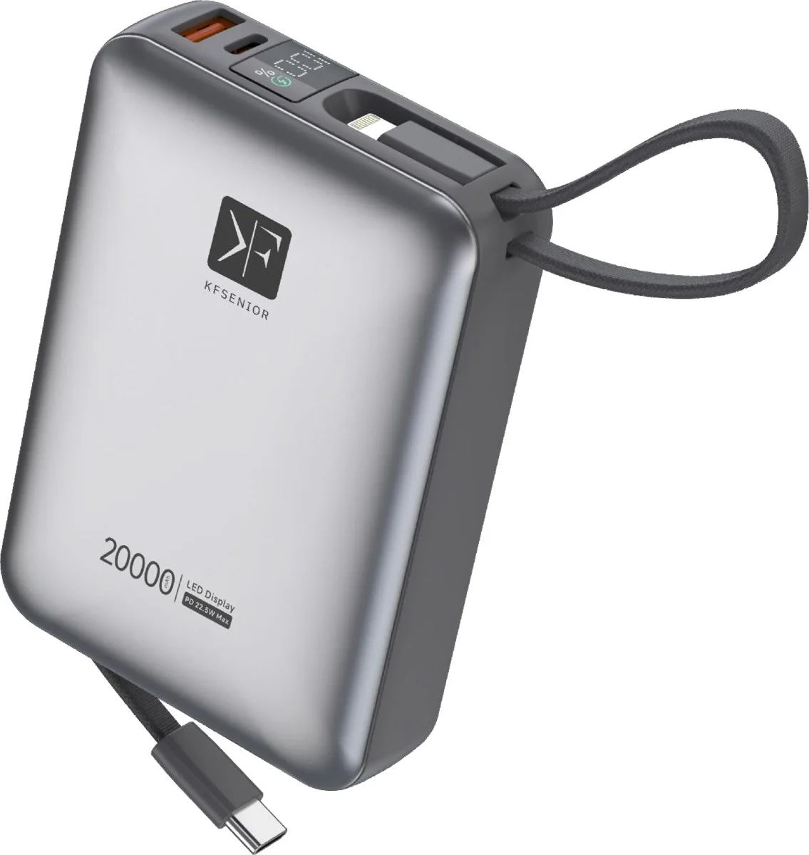 20000mAh Power Bank with Built-in Cable · 22.5W — KF Senior PW-685