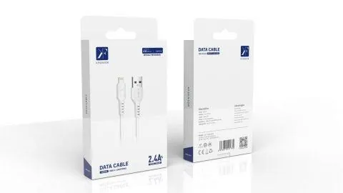 USB-A to Lightning Cable · 2.4A · 1.0m — packaging