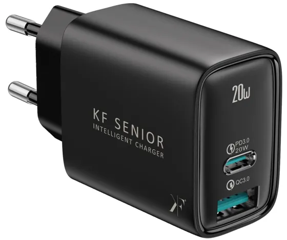 20W Fast Charger · USB-C + USB-A · EU Plug — TH-120
