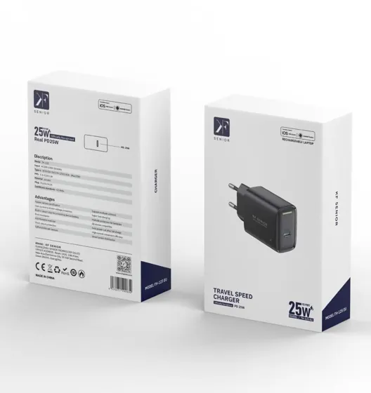 25W Fast Charger · USB-C — packaging