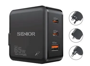 65W GaN Fast Charger · 2× USB-C + USB-A — TH-140