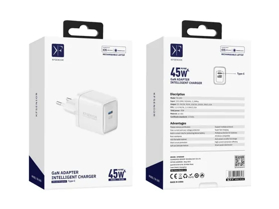45W GaN Fast Charger · USB-C — packaging